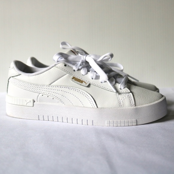 PUMA Jada White Leather Sneakers Running Shoes Lace Up Women's Size 7 - Picture 3 of 9